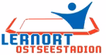 Logo des Projekts Lernort Ostseestadion. Umriss eines Stadions mit einer Figur